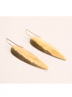 Long brass leaf earrings Mesteshukar Butiq