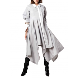 Grey asymmetric cotton dress Fantasy Andrea Szanto