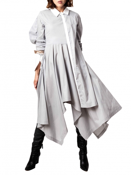 Grey asymmetric cotton dress Fantasy Andrea Szanto