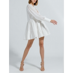 White midi cotton dress with long sleeves Ramelle