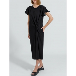Black midi cotton dress with pockets Ramelle