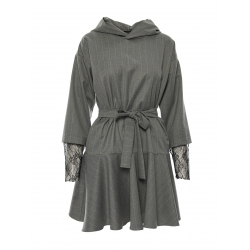 Grey mini hooded dress Larisa Dragna