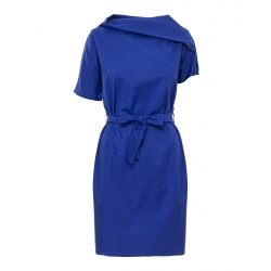 Blue dress with asymmetric collar Larisa Dragna