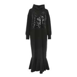 Long black hooded dress with sequins Larisa Dragna