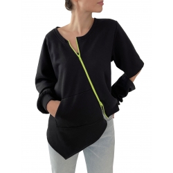 Black long sleeved blouse with contrasting zippers Morphing Dose
