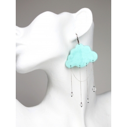 Earrings Mint Clouds Heart Filipescu