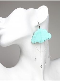 Earrings Mint Clouds Heart Filipescu