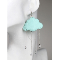 Earrings Mint Clouds Heart Filipescu