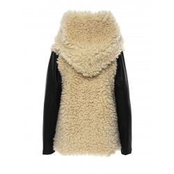 Nude faux fur jacket Larisa Dragna