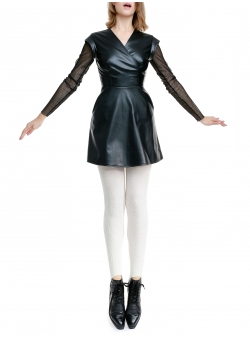 Black mini faux fur dress Larisa Dragna