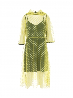 Yellow midi tulle dress with dots Larisa Dragna
