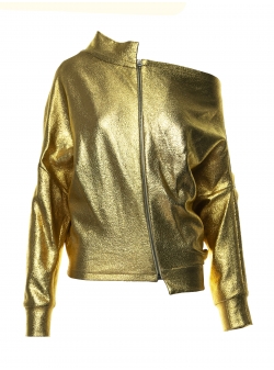 Golden asymmetric blouse with zip Larisa Dragna