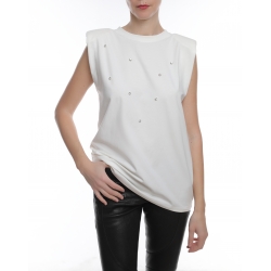 White t-shirt with crystals Laura Lazar
