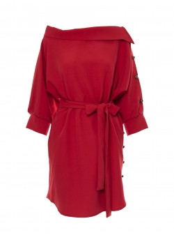 Red dress with asymmetric collar Iheart