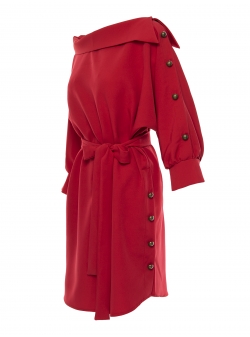 Red dress with asymmetric collar Iheart