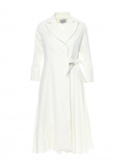 White midi dress with pleats Iheart