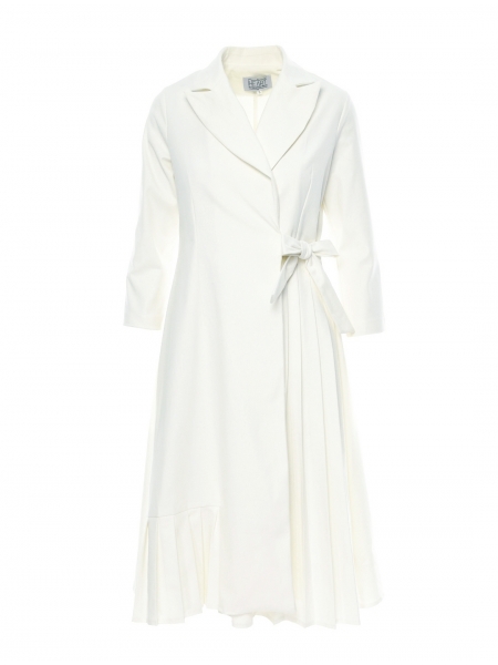 White midi dress with pleats Iheart