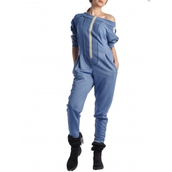 Blue cotton jumpsuit with long sleeves Florentina Giol