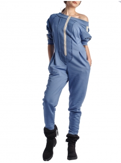 Blue cotton jumpsuit with long sleeves Florentina Giol