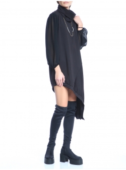 Black asymmetric dress with detachable collar Silvia Serban