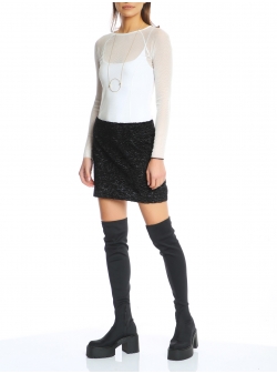 Black mini fake fur skirt Silvia Serban