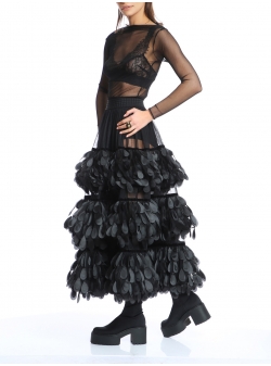 Black maxi dress with 3D panels Silvia Serban
