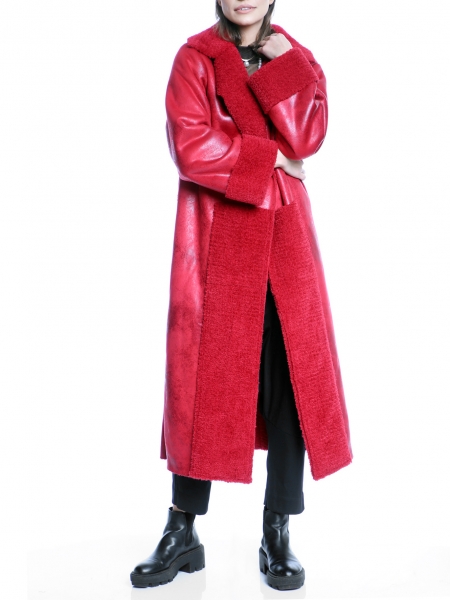 Long red fake fur coat Silvia Serban