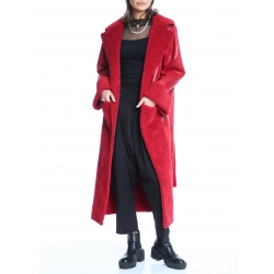 Long red fake fur coat Silvia Serban
