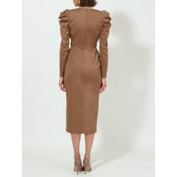 Brown mini dress with structured shoulders Ramelle