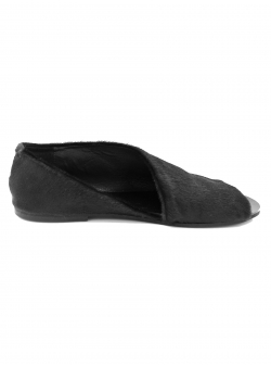 Black leather sandals Slant Fur Meekee