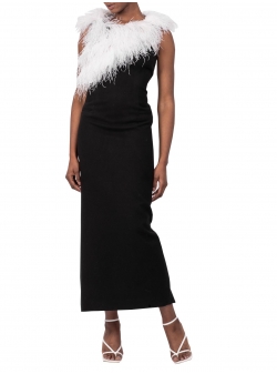 Black wool dress with feathers Chic Utility