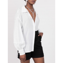 White linen shirt with open back Chic Utility
