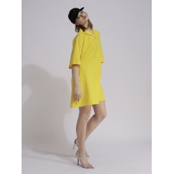 Relaxed fit yellow dress with pockets Larisa Dragna