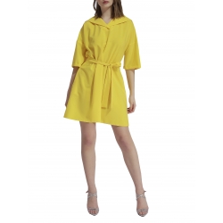 Relaxed fit yellow dress with pockets Larisa Dragna