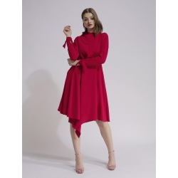 Red dress with asymmetric finish Larisa Dragna