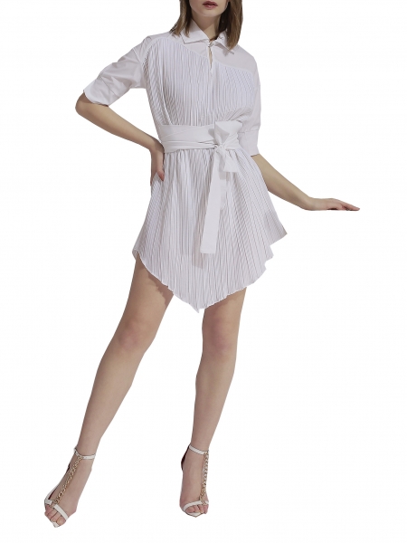 White asymmetric dress Larisa Dragna