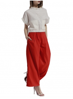 Red cotton trousers Larisa Dragna