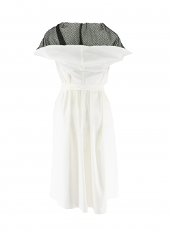 White cotton dress with mesh hood Iheart