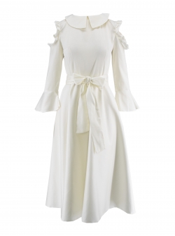 White midi cotton dress with cuts Iheart