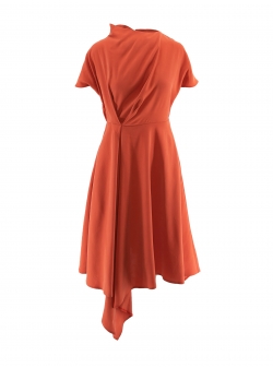Viscose orange dress with asymmetric cut Larisa Dragna