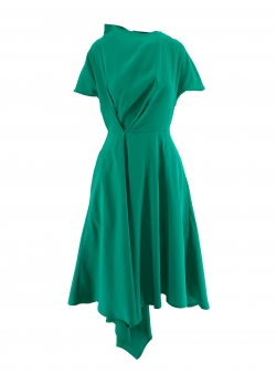 Viscose green dress with asymmetric cut Larisa Dragna