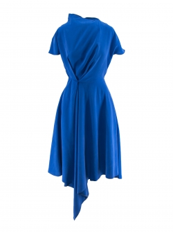 Viscose blue dress with asymmetric cut Larisa Dragna
