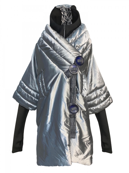 Long silver hooded jacket Edita Lupea