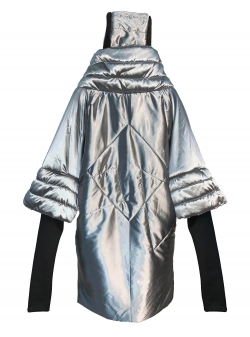 Long silver hooded jacket Edita Lupea