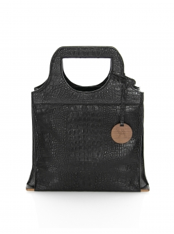 Black leather bag with wood Yves Anais