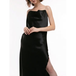 Black satin dress with cut Iheart