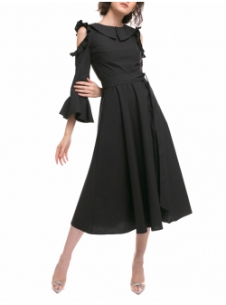 Black midi dress with cuts Iheart