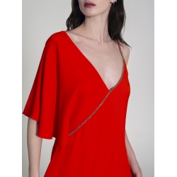 Red midi dress with asymmetric neckline Ramo Roso