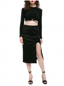 Black midi skirt with cut Iheart