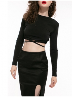 Black midi skirt with cut Iheart